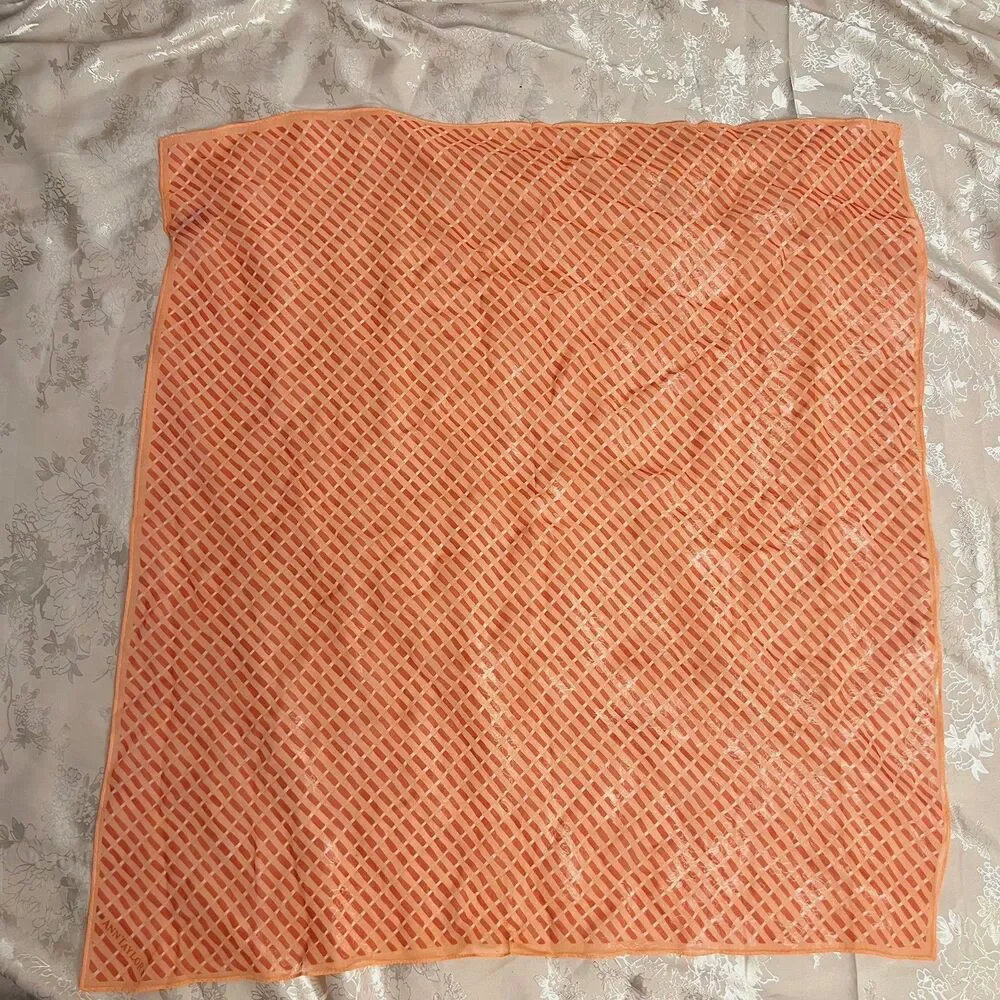 100% Silk Ann Taylor Orange Patterned Scarf 25